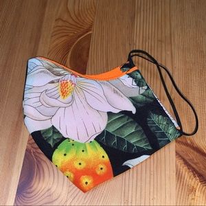 Handmade face mask - magnolias - orange - summer
